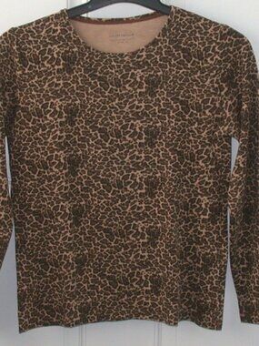 Charter Club Brown & Tan Leopard Print Top SZ Small